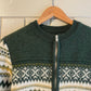 1970s Green Patterned Zip-up Jumper