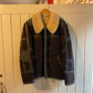 1960s Dark Brown Leather Sheepskin Fur Flight Jacket Coat