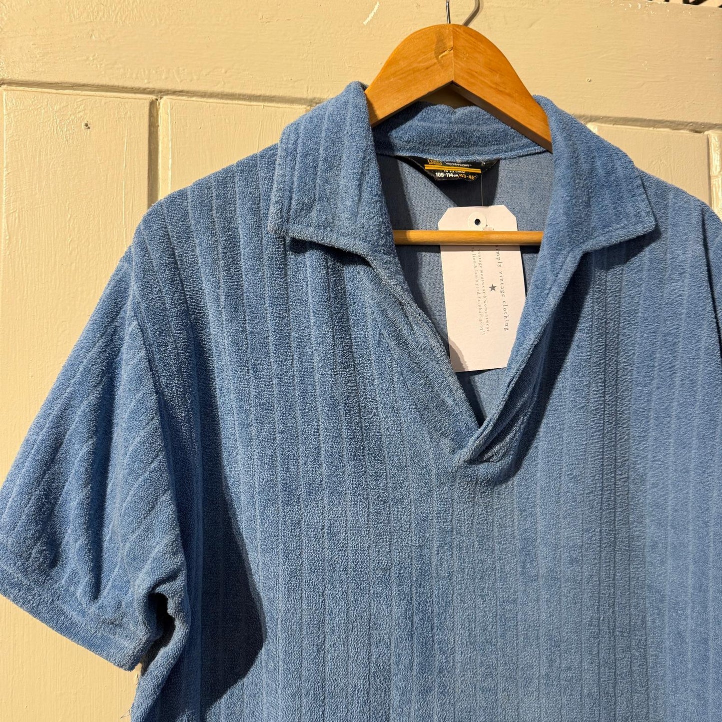 1970s Blue Towelling Lesiure Polo Shirt