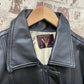 Vintage 1980s 1990s Black Leather Flight Bomber Jacket Coat