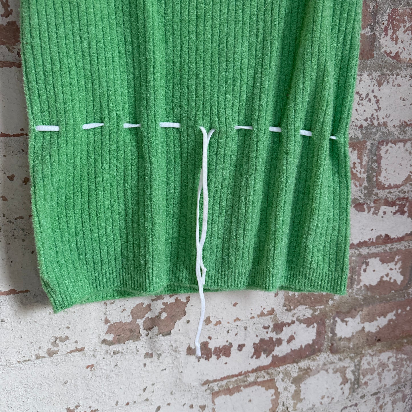 1970s Green Knitted Tie Waist Tank Top Jumper
