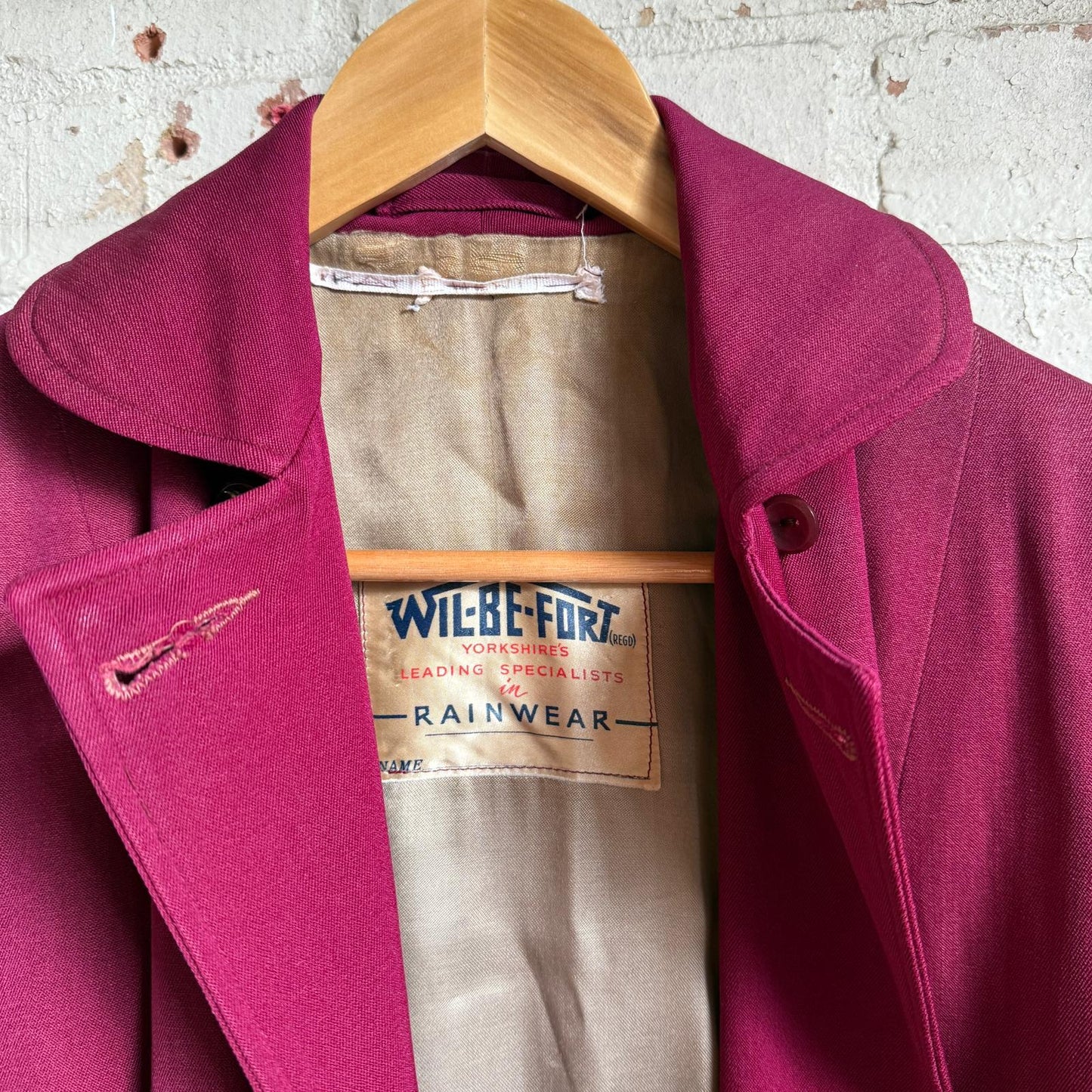 1940s Maroon CC41 Gaberdine Mac Jacket