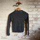 1980s Black Knitted Stripe Button Jumper