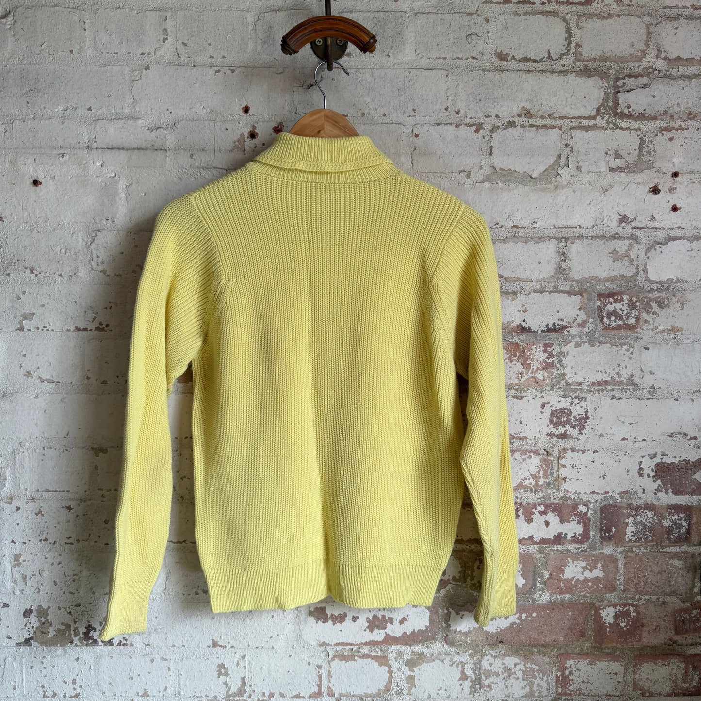 1960s British Yellow Knitted Roll Neck Jumper