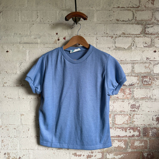 1970s Blue Short Sleeved Jumper