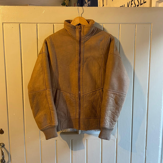 1970s Brown Suede Fur-lined Zip Jacket