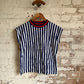 1970s Navy Striped Sleeveless Vest Top