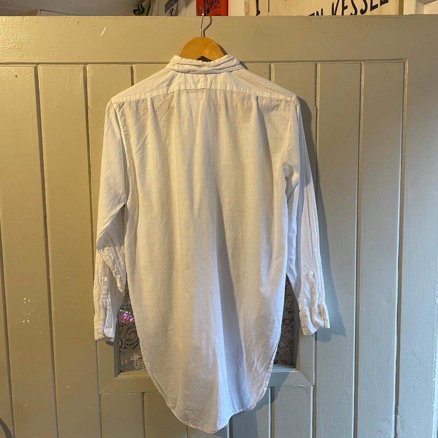 1960s White British Linen Button Up Shirt