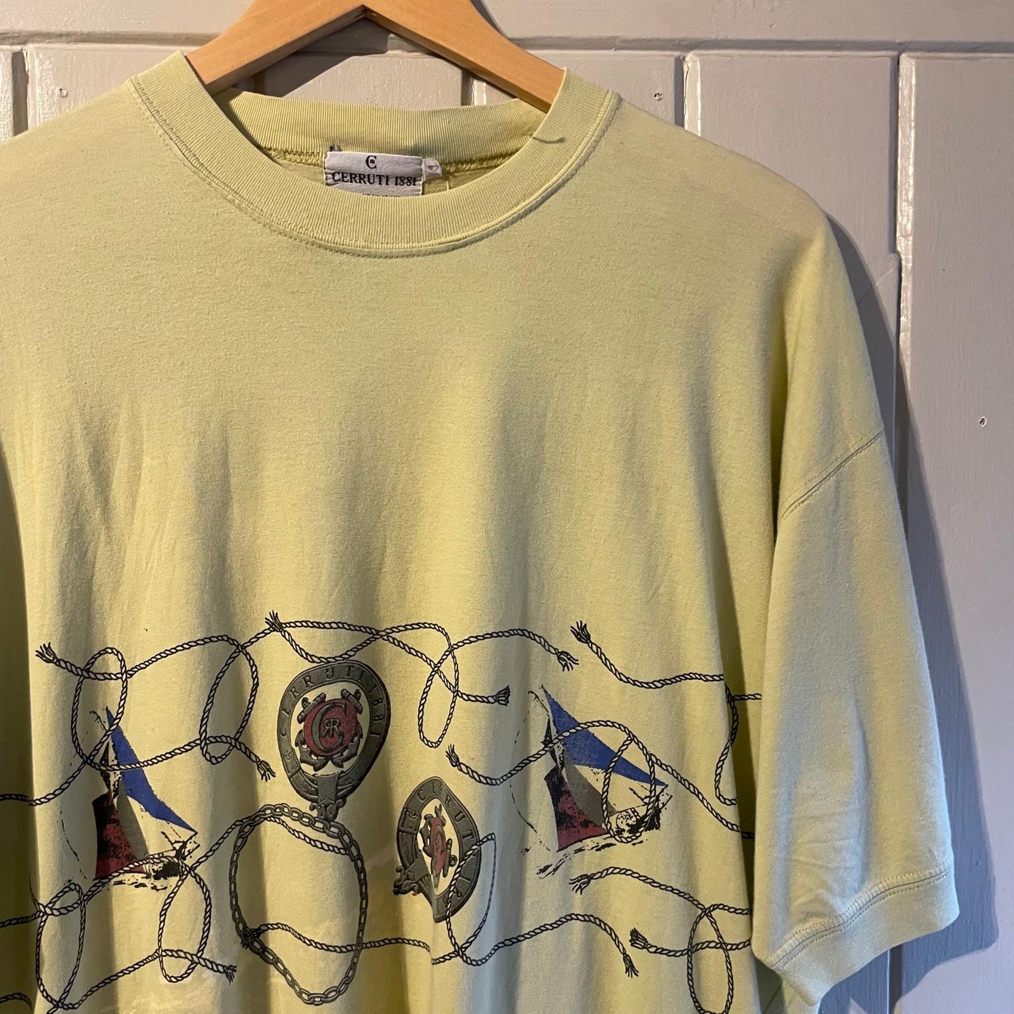 1980s Lime Green Cerruti 1881 Graphic T-Shirt