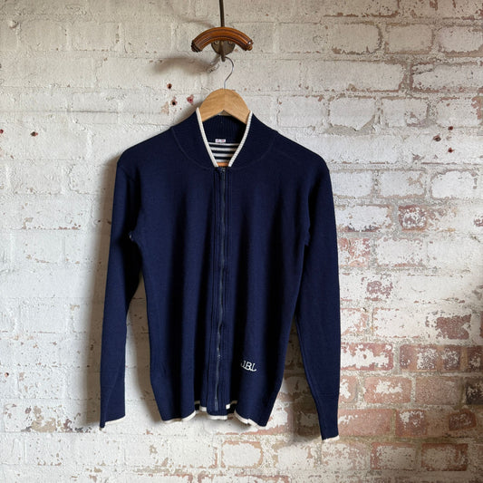 1970s Navy Italian Zip Up Cardigan Track Top