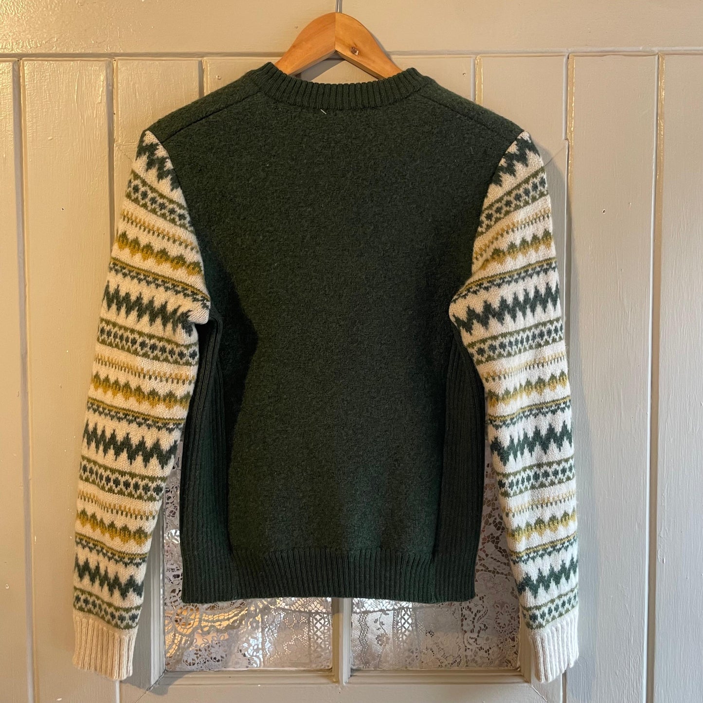 1970s Green Patterned Zip-up Jumper