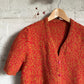 1970s Orange Short Sleeve Cardigan Jumper