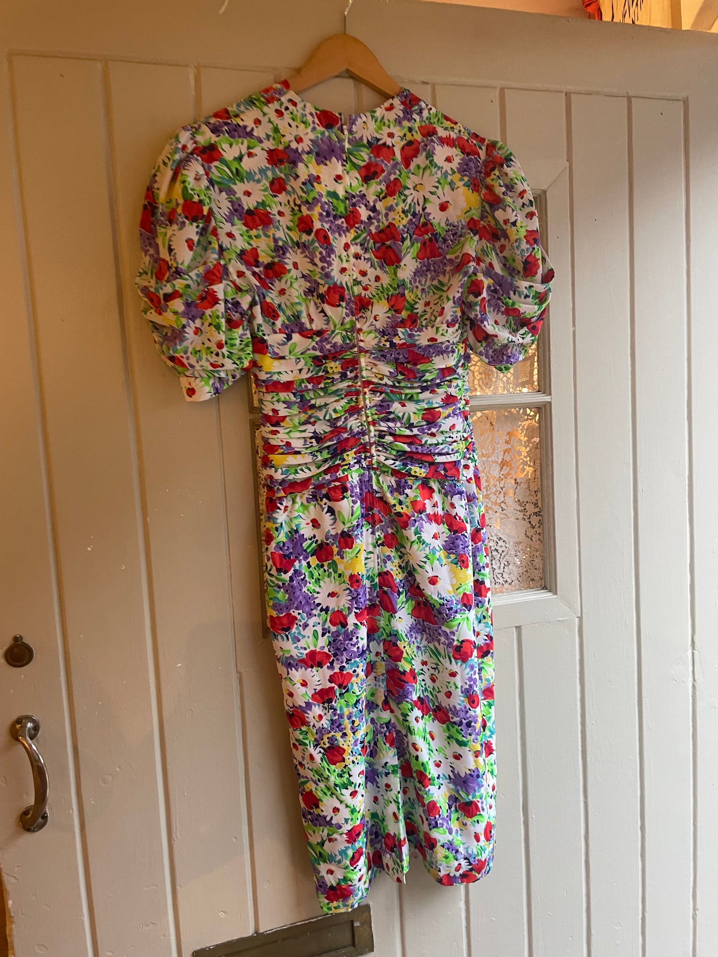 1990s Floral Silk Italian Dress