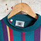 1980s Multicoloured Mock Neck Stripe Top