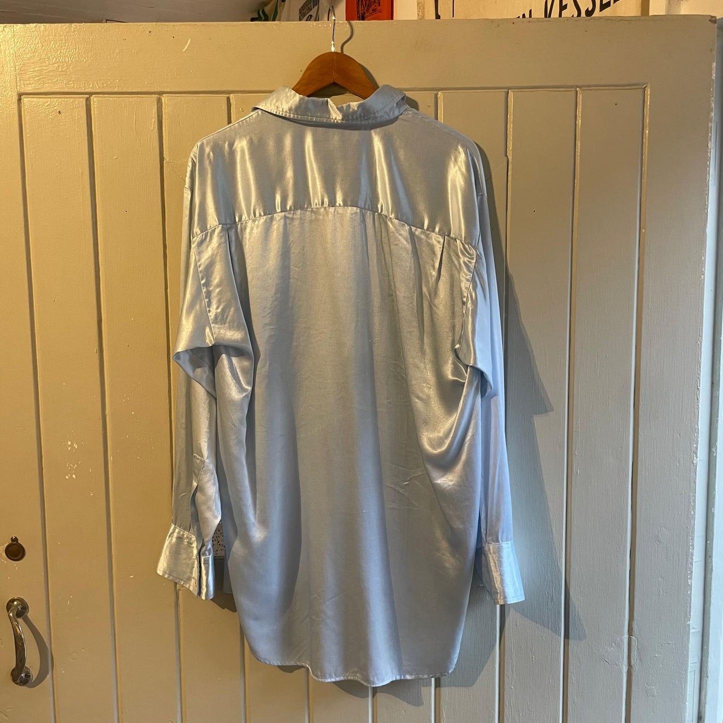 1970s Light Grey Satin Button Up Shirt