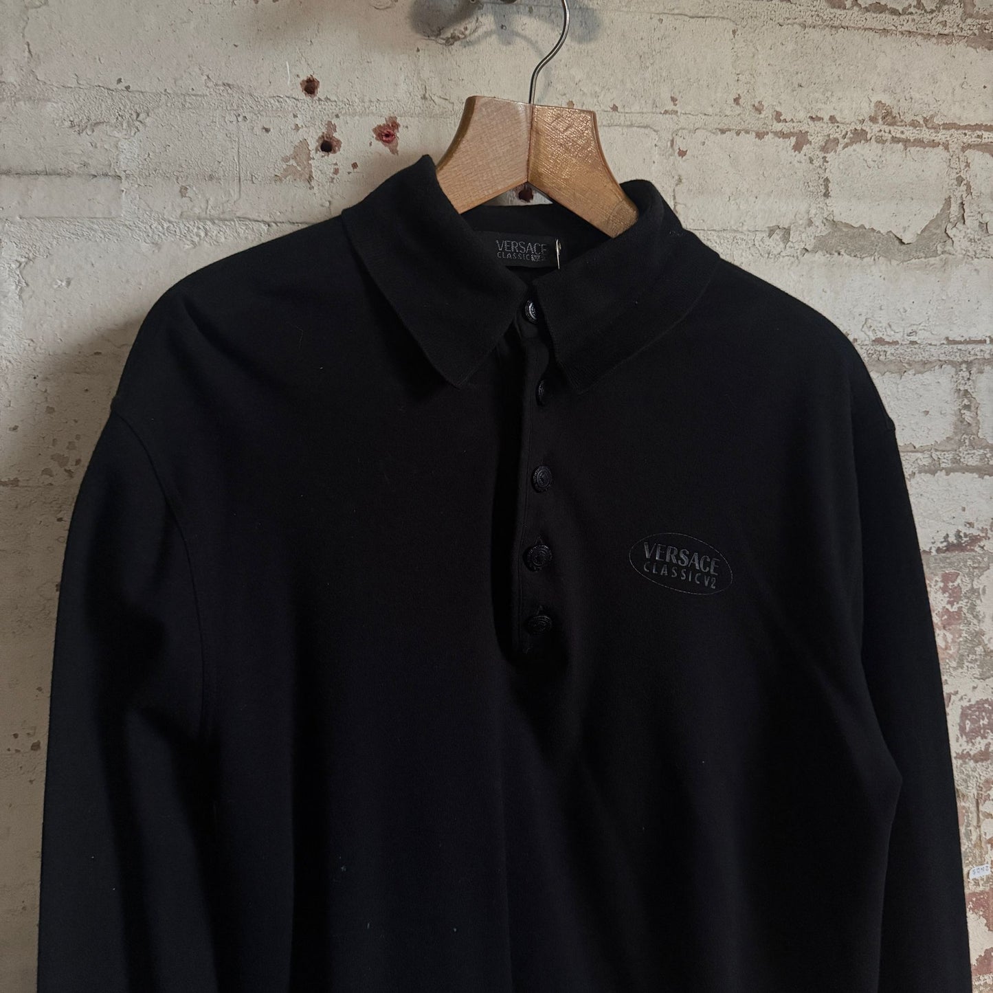 1990s Black Versace Button Sweatshirt