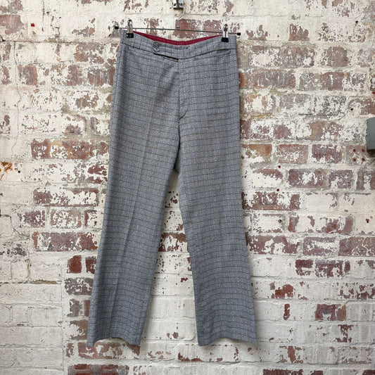 Grey 1970’s Patterned Chino Flared Trousers