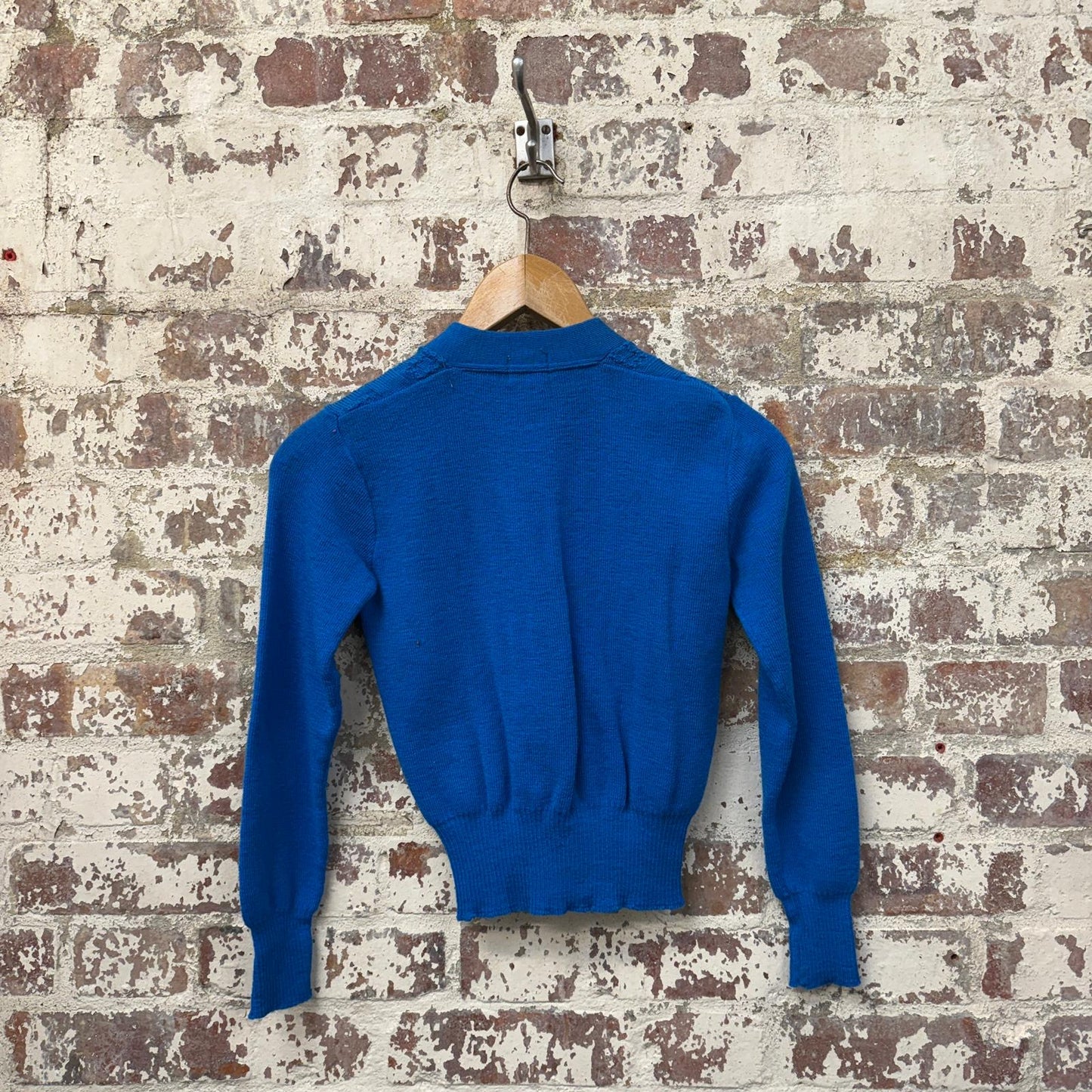 1950s Blue Wool Knit Cardigan Jumper