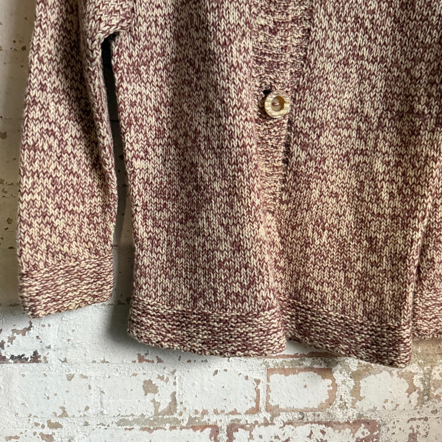 1950s Unusual Brown Knitted Button Pullover Jumper