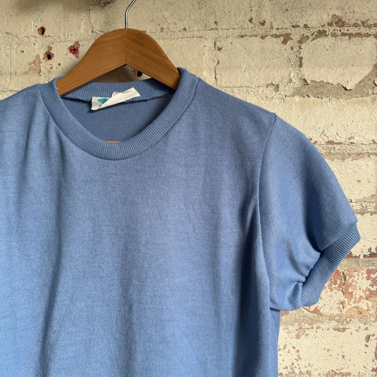 1970s Blue Short Sleeved Jumper