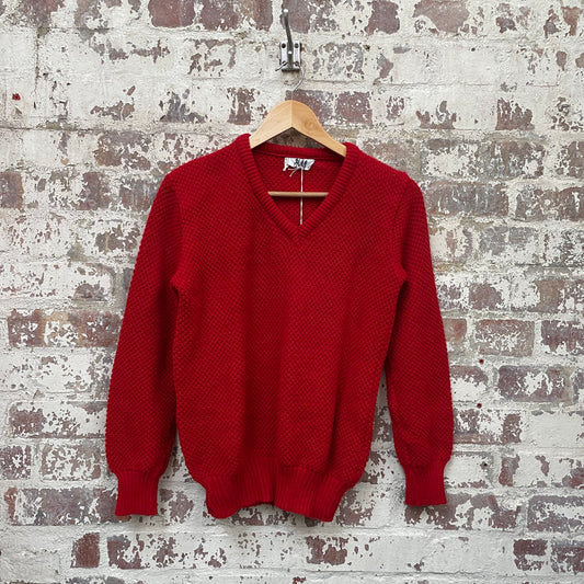 Vintage 1970s 1980s Red Knitted Jumper