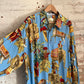 1990s Blue Patterned Maurice Emde Silk Shirt