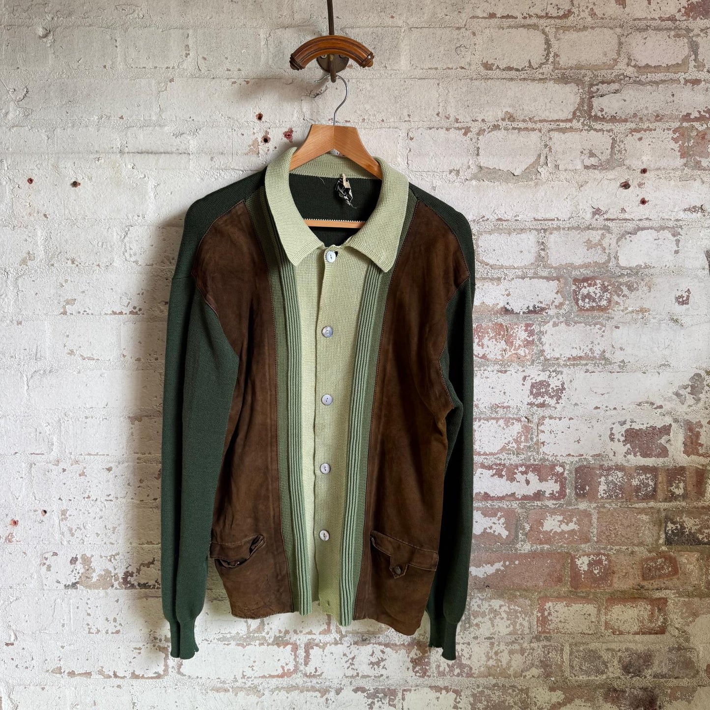 1960s Suede Leather Knitted Italian American Shirt