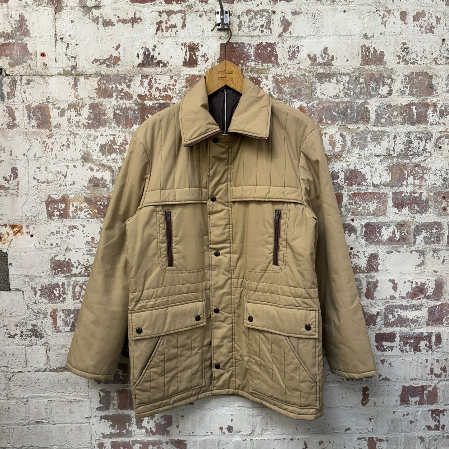 1970s Beige Padded Design Jacket