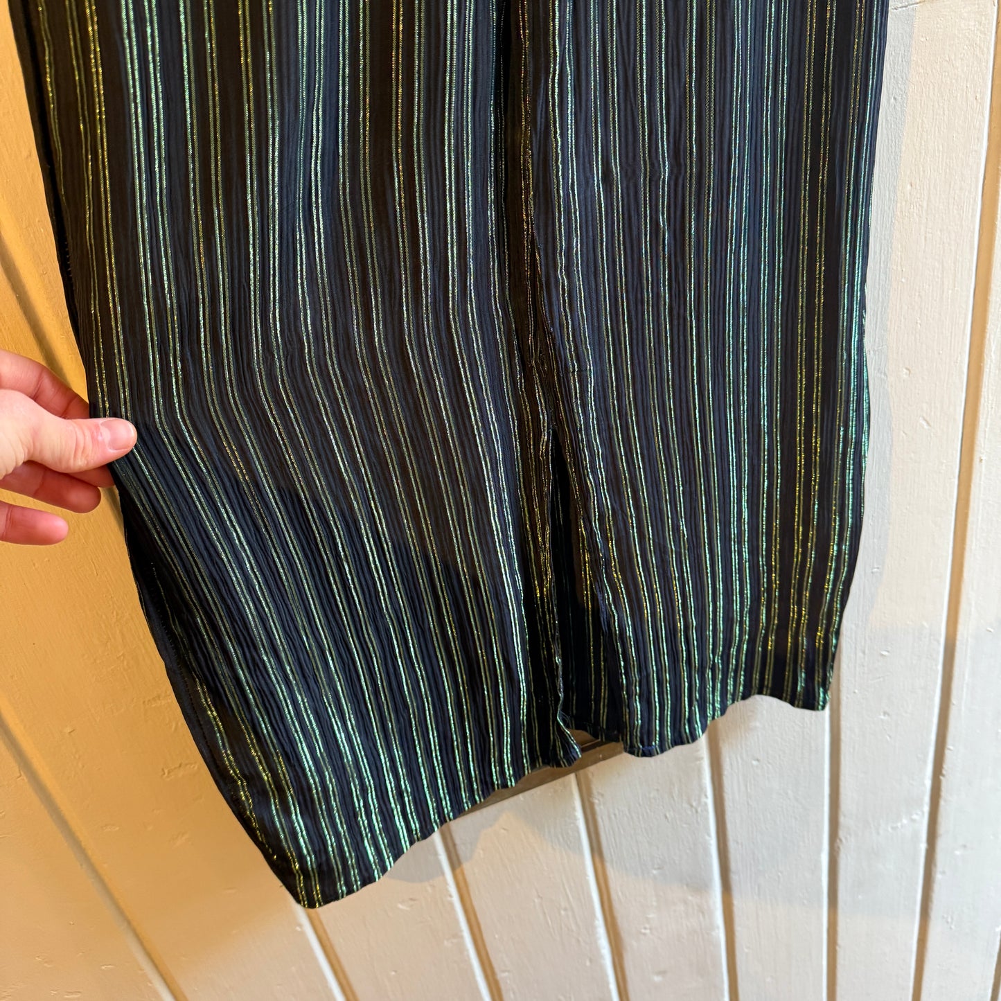 1970s Green Striped Miss Selfridge Long Dress