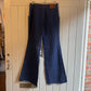 1970s Navy Blue Flared Contrast Stitch Jeans