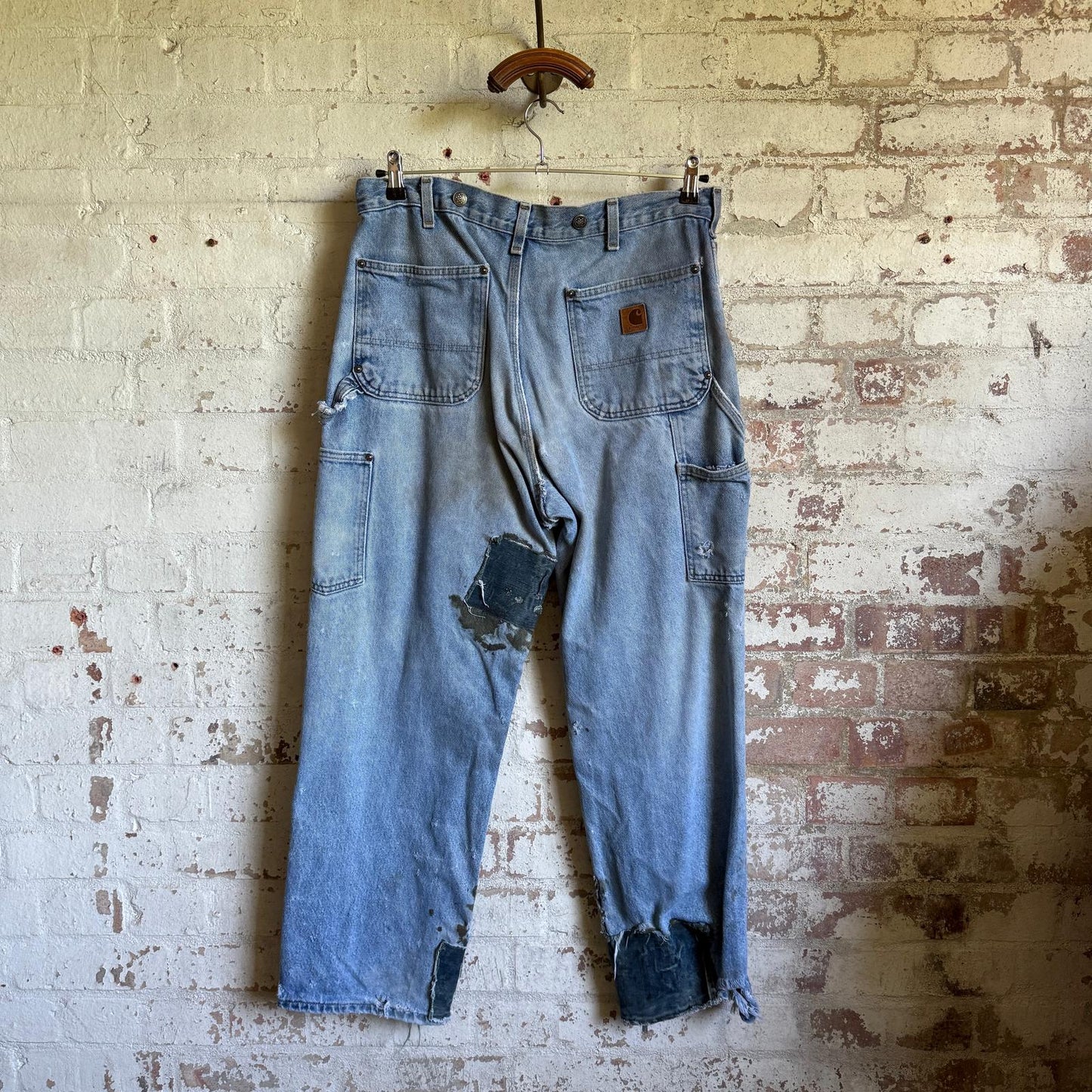 1980s Blue Carhartt Patchwork Denim Work Jeans
