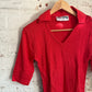 1970s Red John Craig Dagger Collar Polo Shirt Top