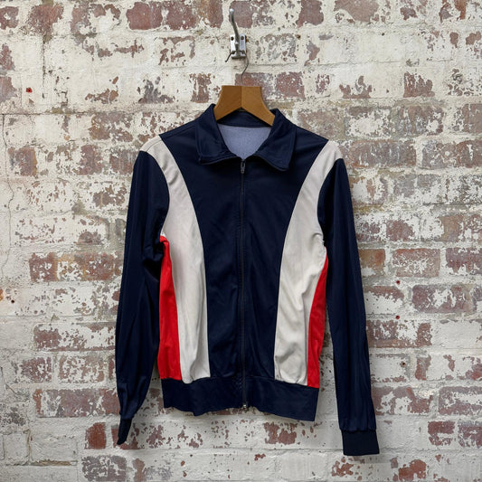 1980s Navy Zip Up Track Top