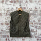 1970s Green Military Padded Puffer Gilet Jacket