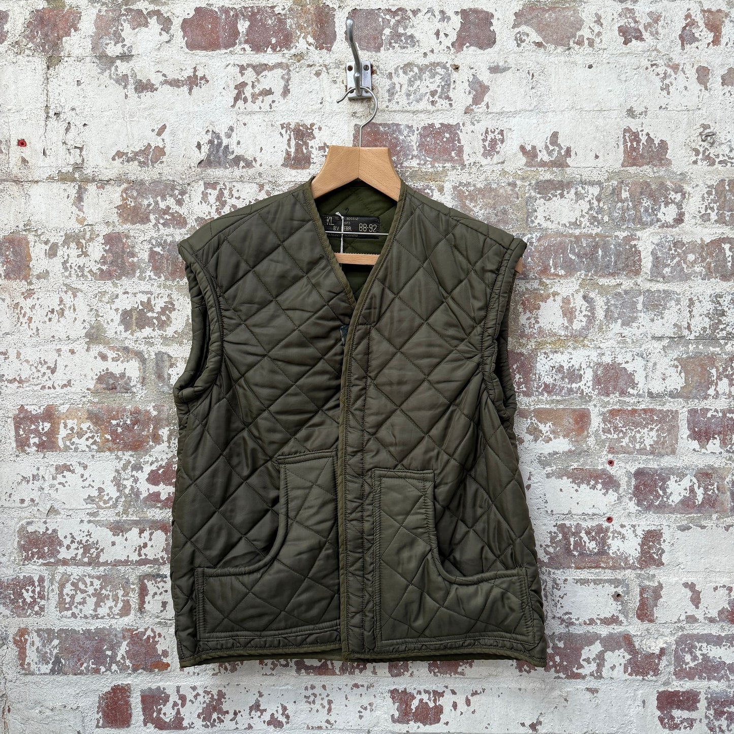1970s Green Military Padded Puffer Gilet Jacket