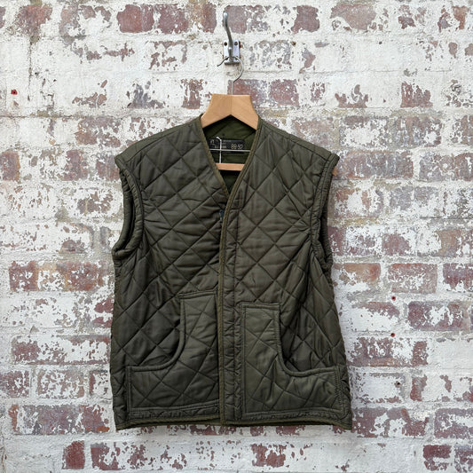 1970s Green Military Padded Puffer Gilet Jacket