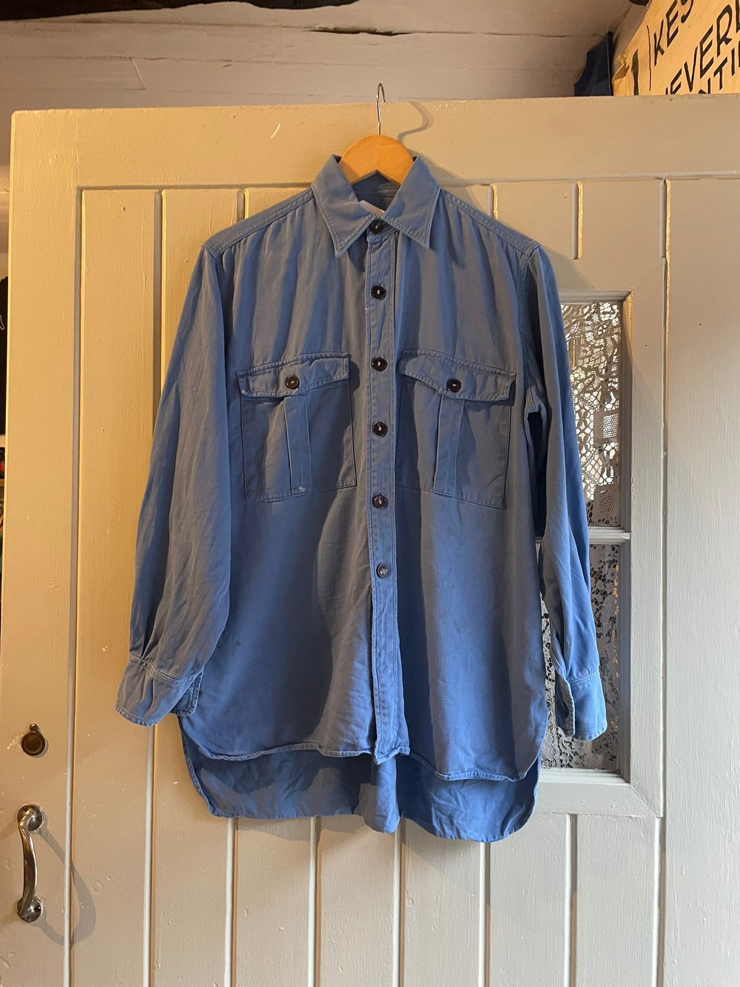 1960s Blue British Military Heavy Cotton Shirt