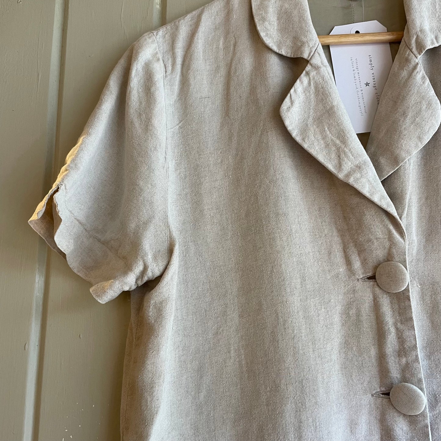1970s Cream Linen Buttoned Shirt Blouse