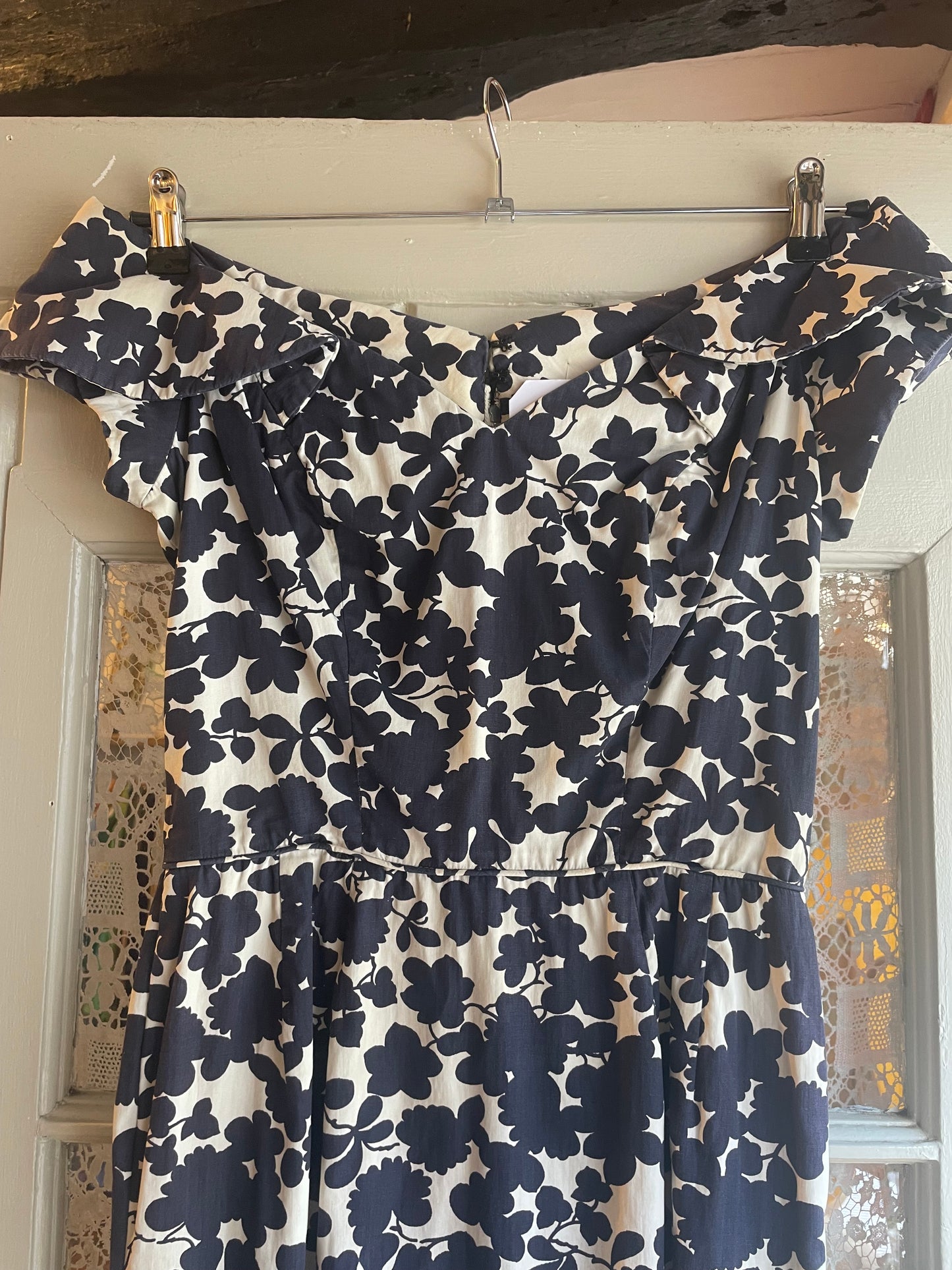 1950s Silk Patterned Zip Dress