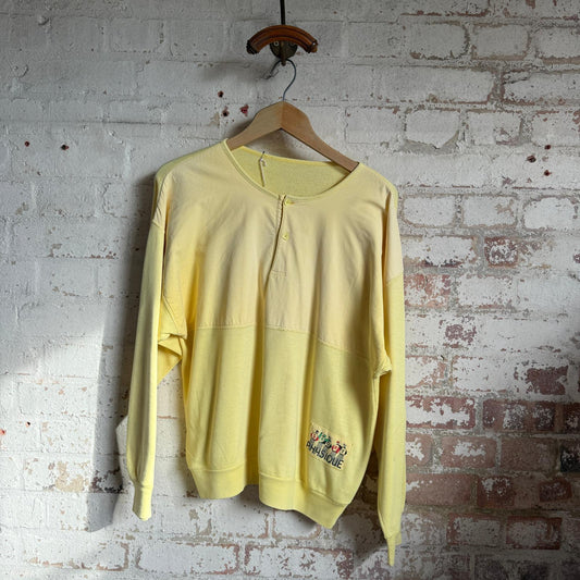 1980s Yellow cotton button Sweatshirt