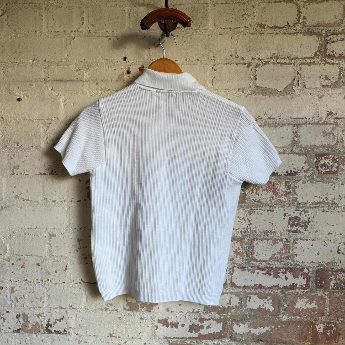 1960s White Button Patterned Collared Shirt