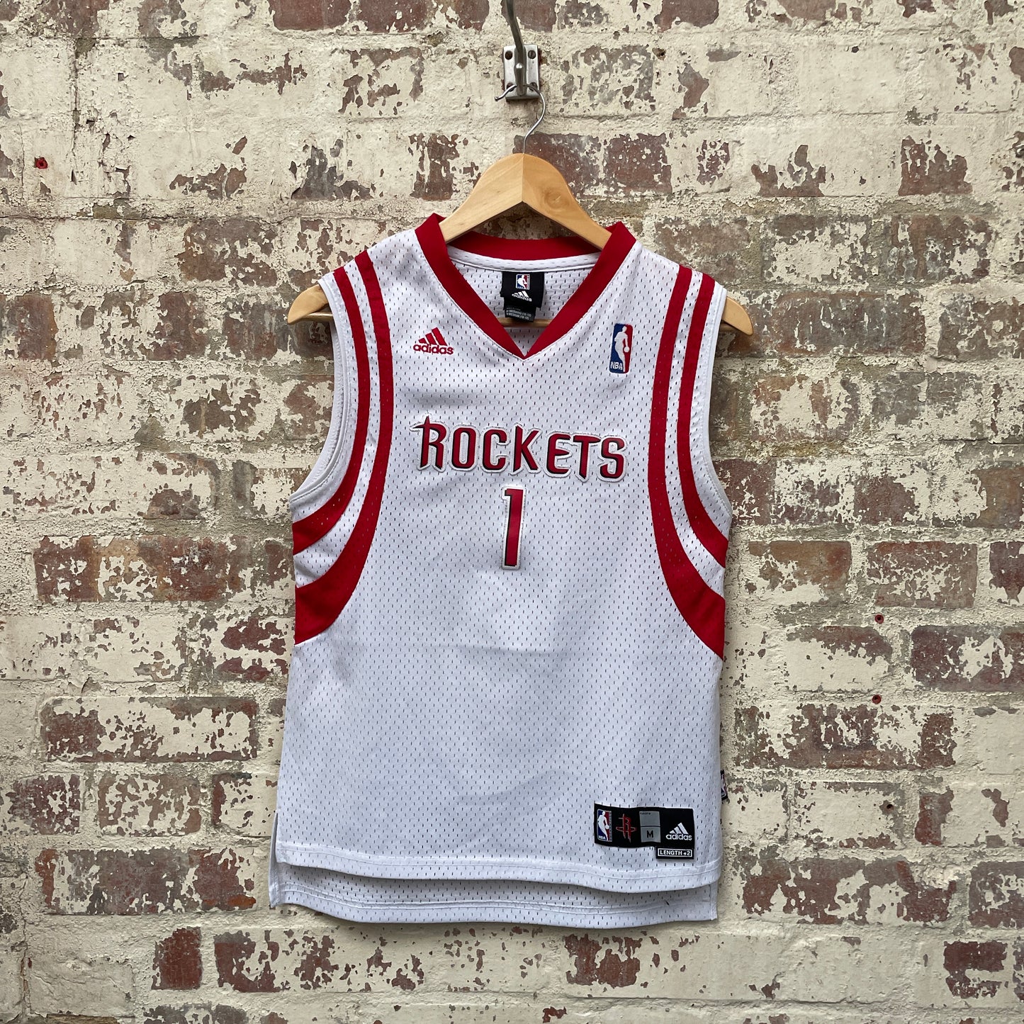 White and Red Adidas NBA Rockets Jersey Vest