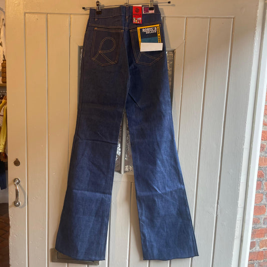1970s Dark Blue Denim Flared Jeans