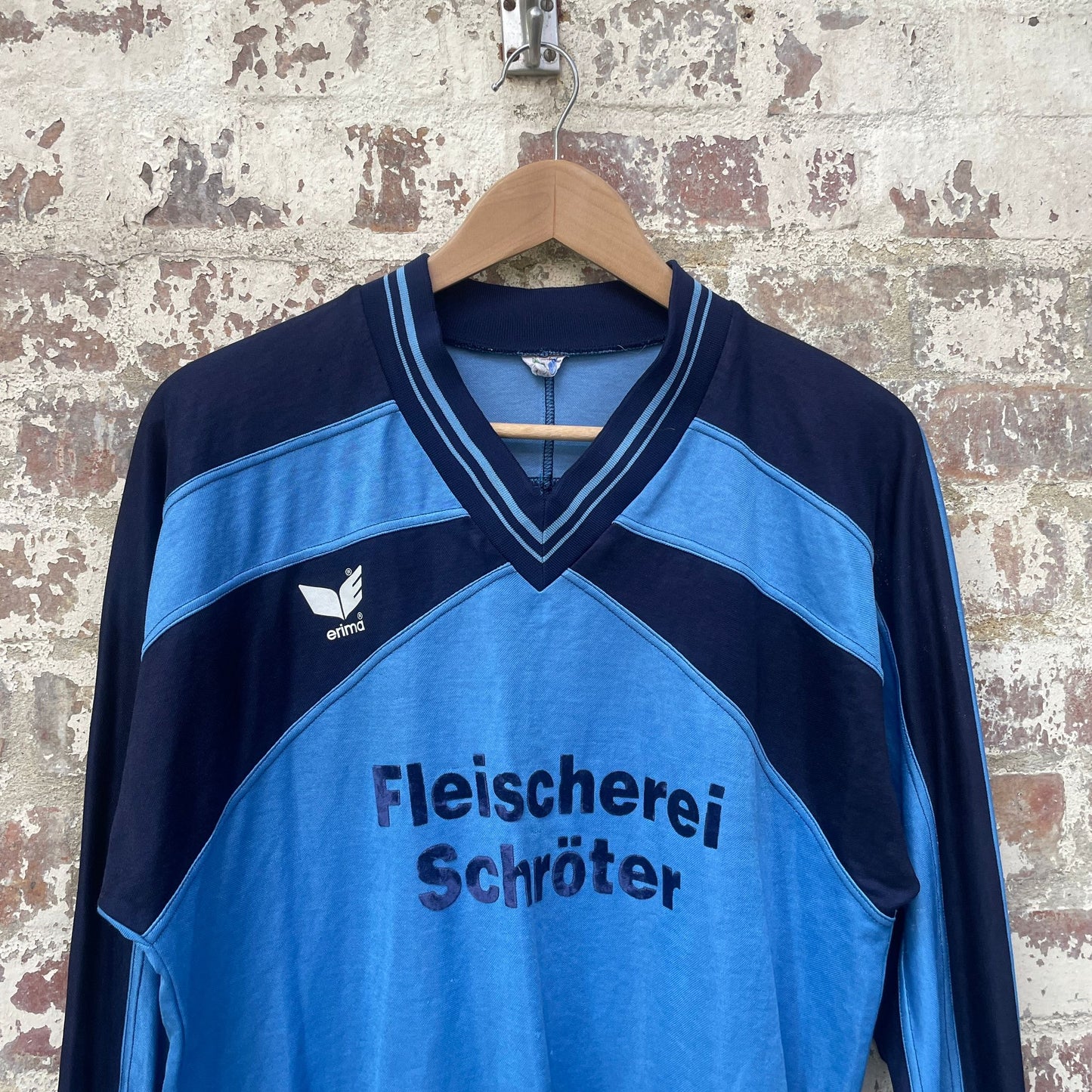 vintage 1970s 1980s Blue long Sleeve Print Template Shirt Top