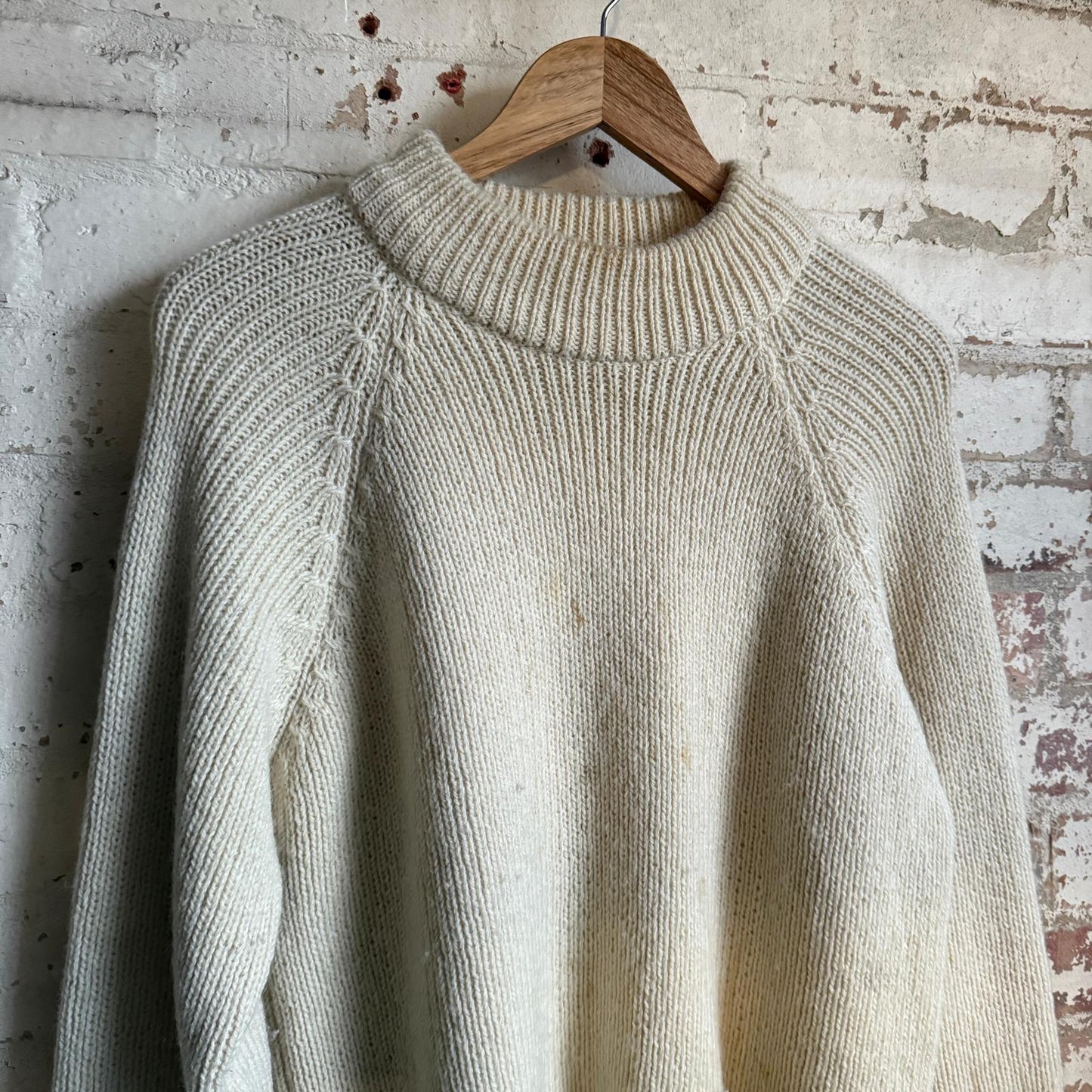 1970s Cream Wool Peter Storm Knitted Jumper