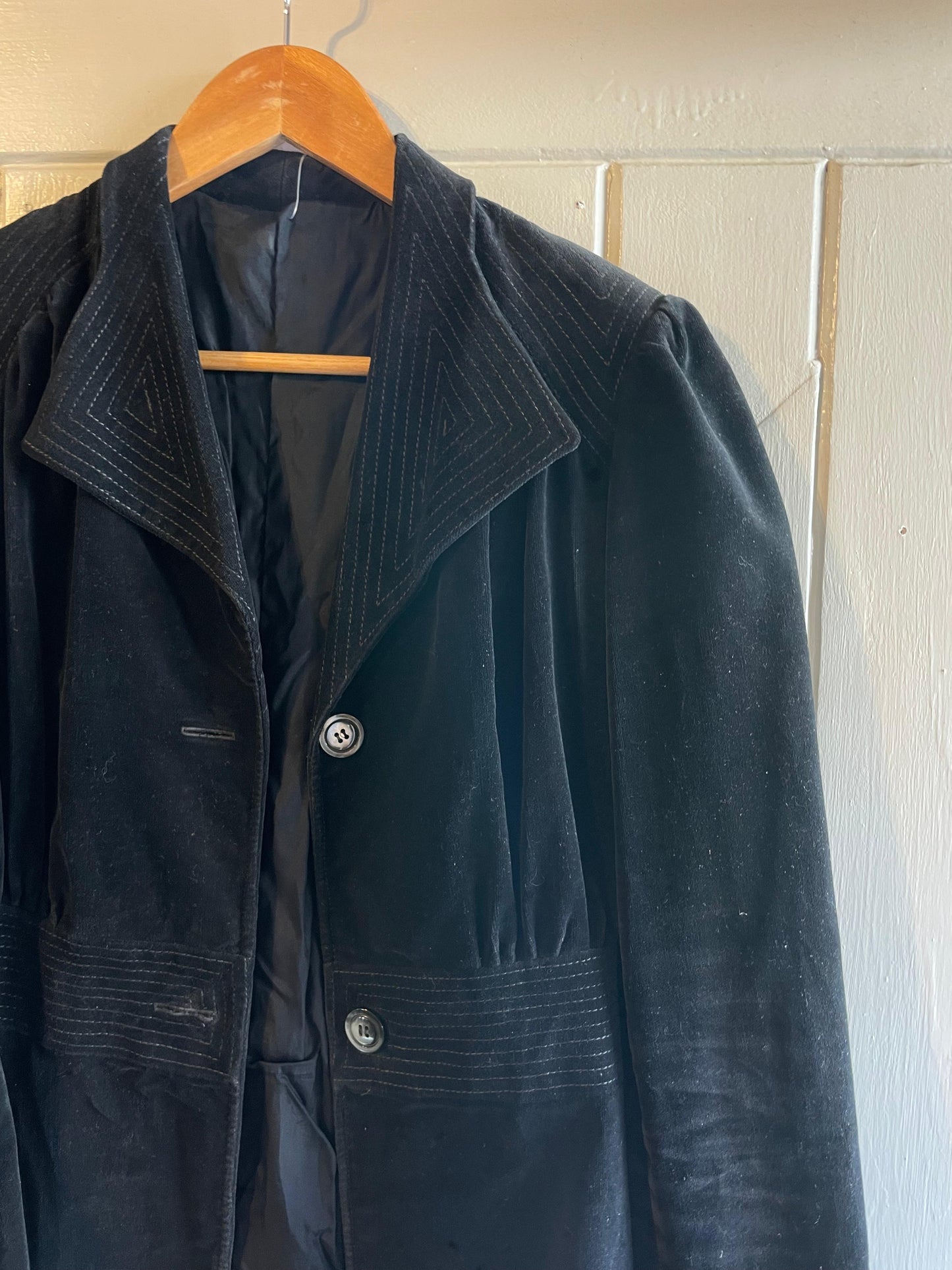 1970s Black Velvet Two Button Blazer