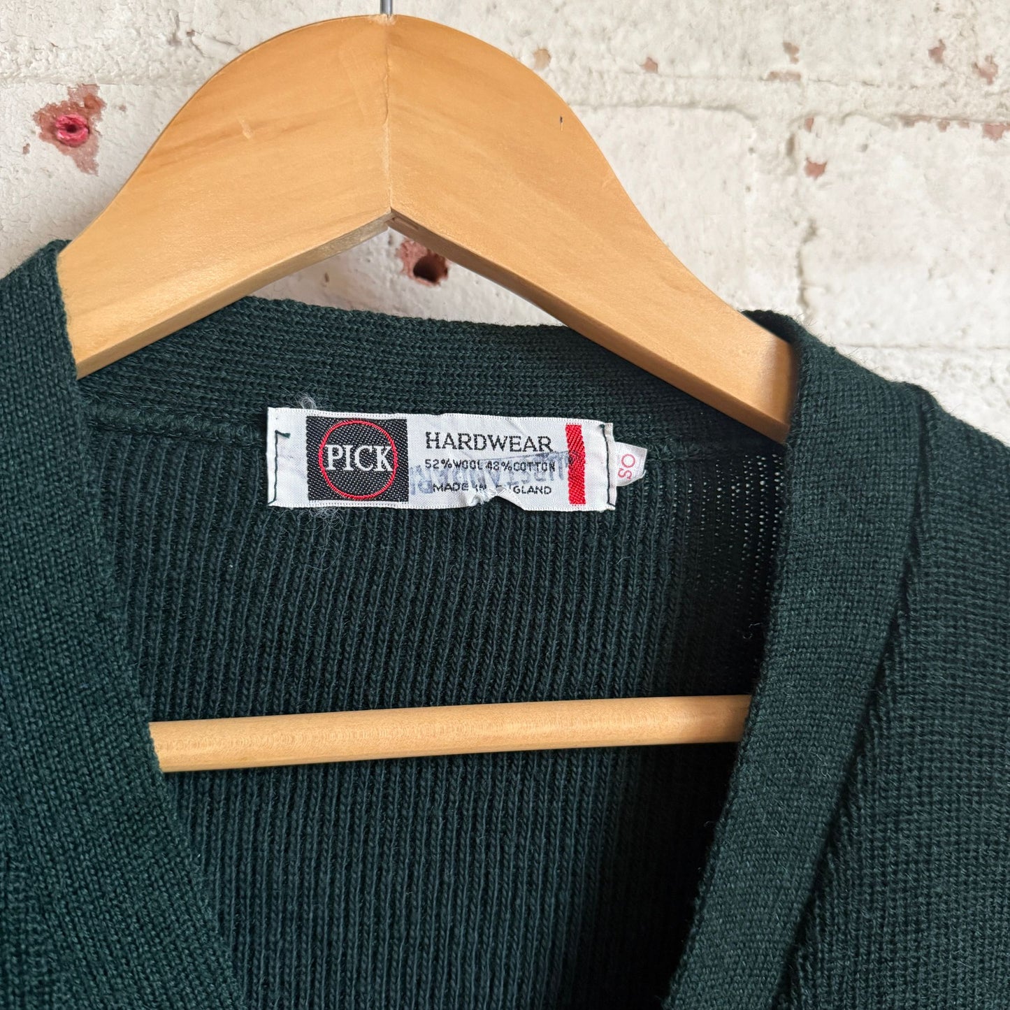 1960s Dark Green Wool Knitted Cardigan Jumper
