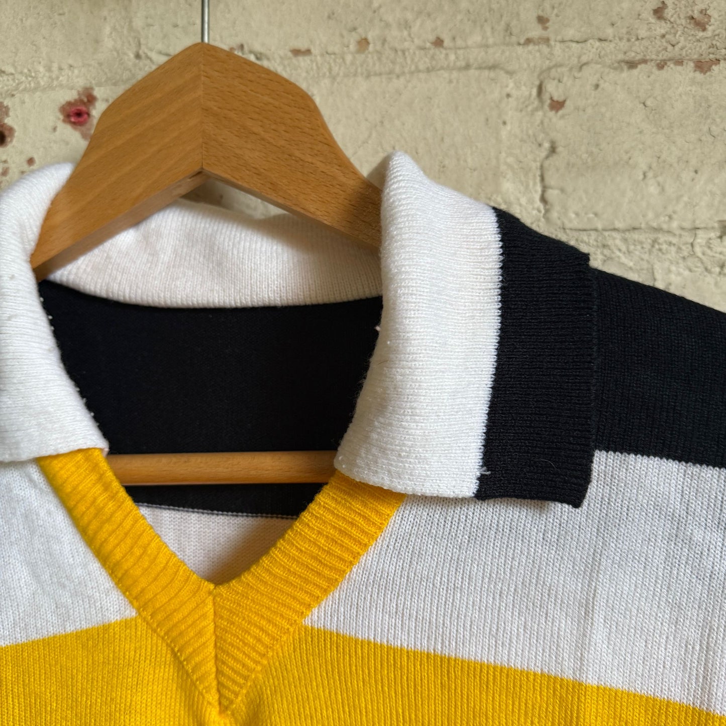 1970s Yellow Graphic Collared Football Shirt