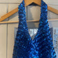 1970s Blue Sequin Halter Neck Top