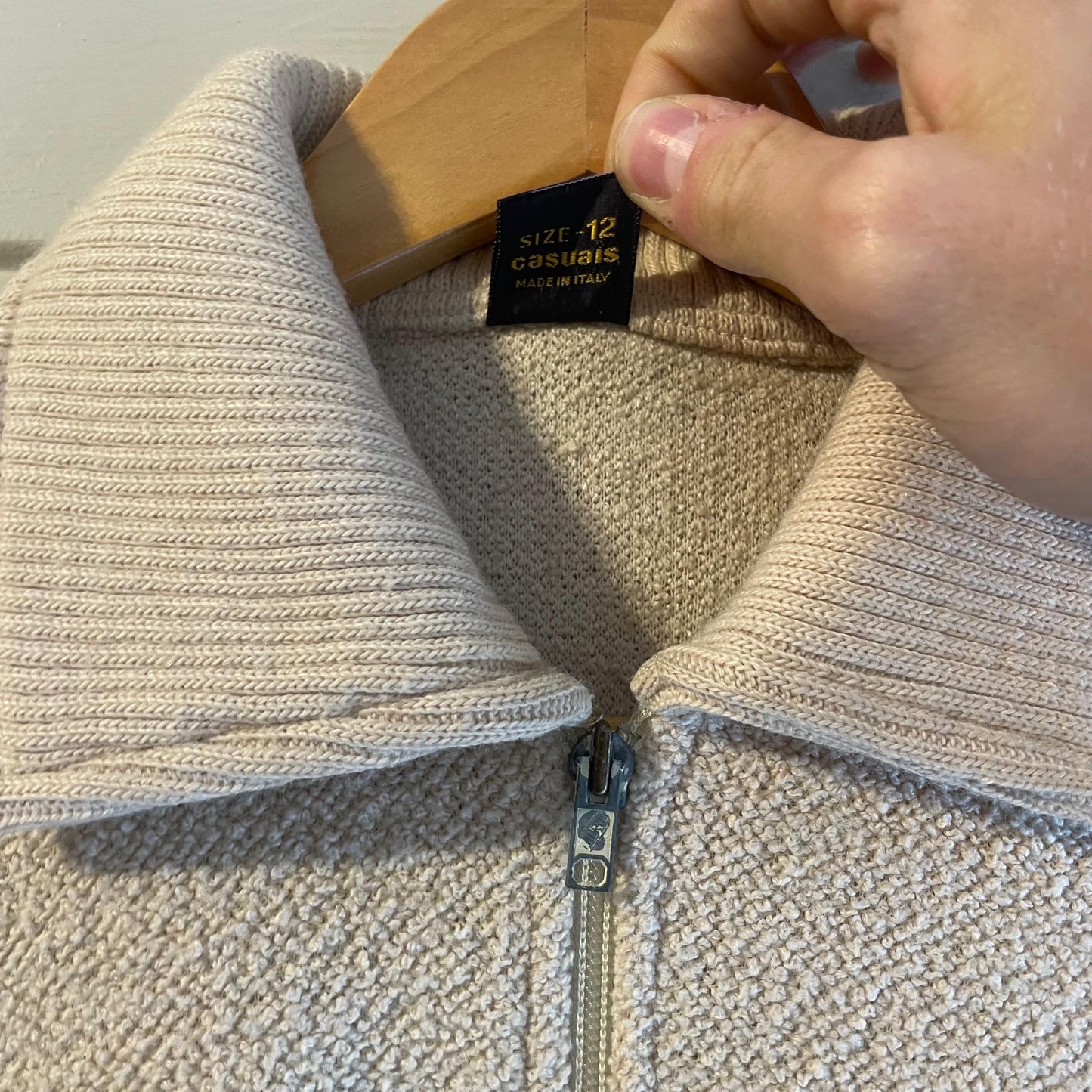 1970s Beige 'Pooh' Knitted track Top Jacket